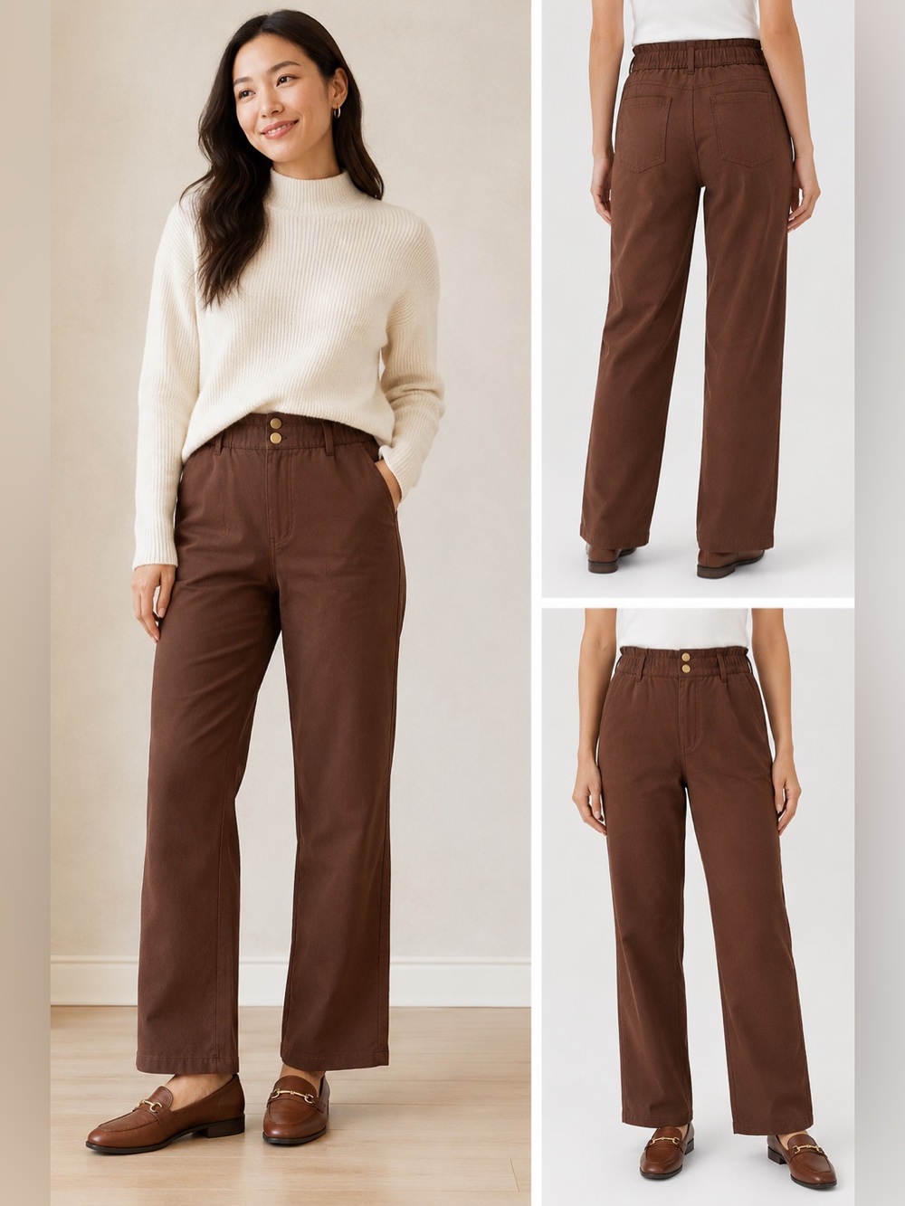LOFT Wide Leg Pants in Chocolate Brown